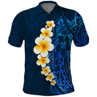 Blue Polynesia Polo Shirt Plumeria Tropical Leaves With Galaxy Polynesian Art LT14 Blue - Polynesian Pride