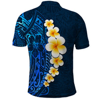 Blue Polynesia Polo Shirt Plumeria Tropical Leaves With Galaxy Polynesian Art LT14 - Polynesian Pride