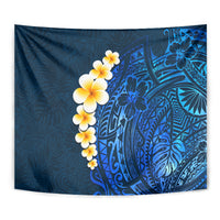 Blue Polynesia Tapestry Plumeria Tropical Leaves With Galaxy Polynesian Art LT14 - Polynesian Pride