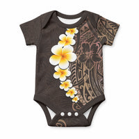 Brown Tropical Plumeria With Galaxy Polynesian Art Baby Onesie