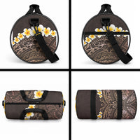 Brown Tropical Plumeria With Galaxy Polynesian Art Duffle Bag