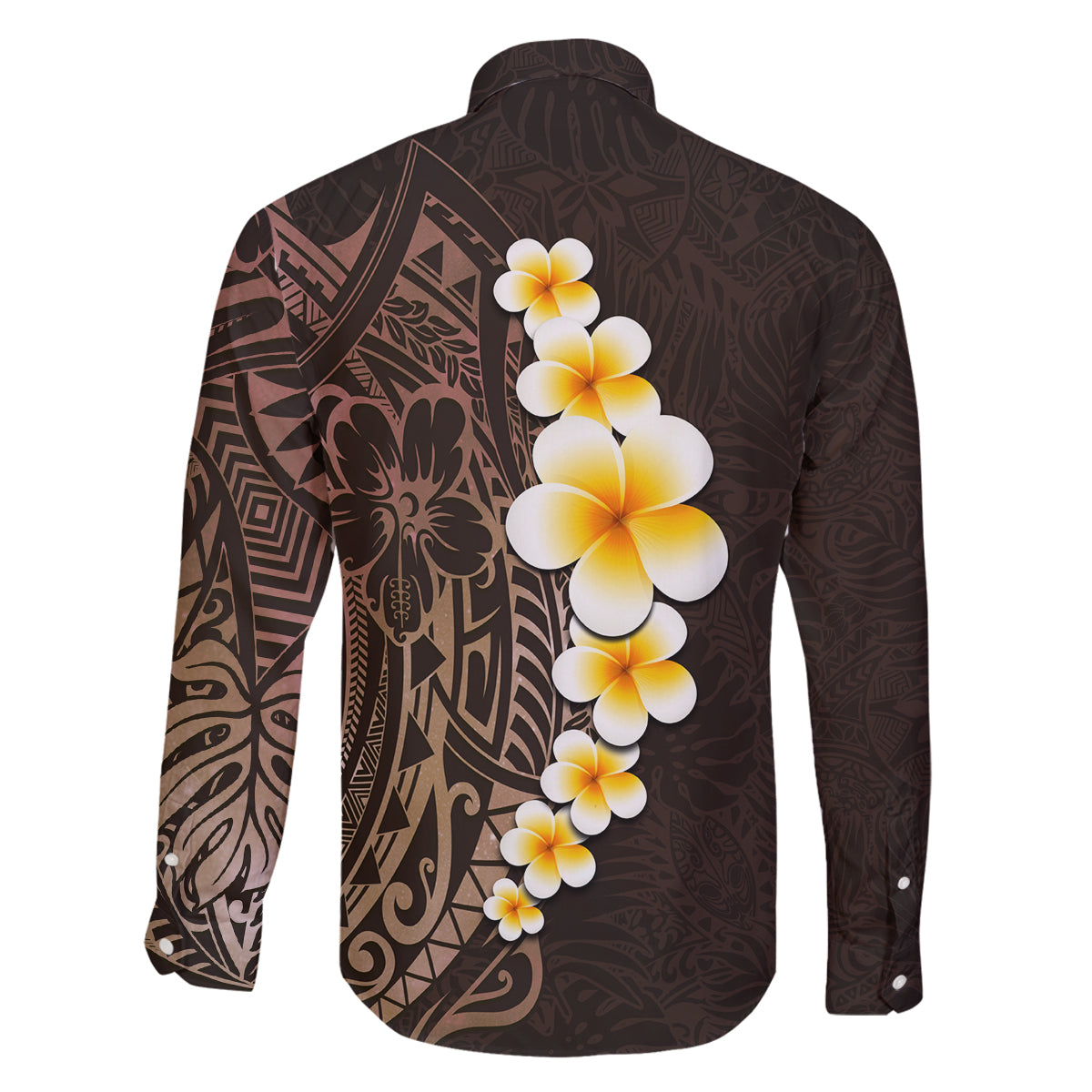 Brown Polynesia Family Matching Off Shoulder Short Dress and Hawaiian Shirt Plumeria Tropical Leaves With Galaxy Polynesian Art LT14 - Polynesian Pride
