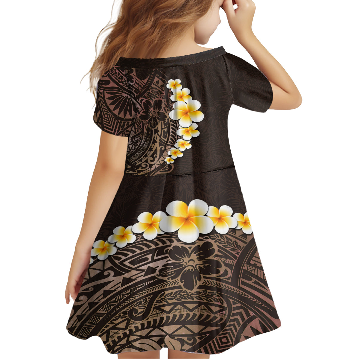 Brown Polynesia Family Matching Tank Maxi Dress and Hawaiian Shirt Plumeria Tropical Leaves With Galaxy Polynesian Art LT14 - Polynesian Pride