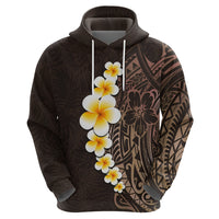 Brown Polynesia Hoodie Plumeria Tropical Leaves With Galaxy Polynesian Art LT14 - Polynesian Pride