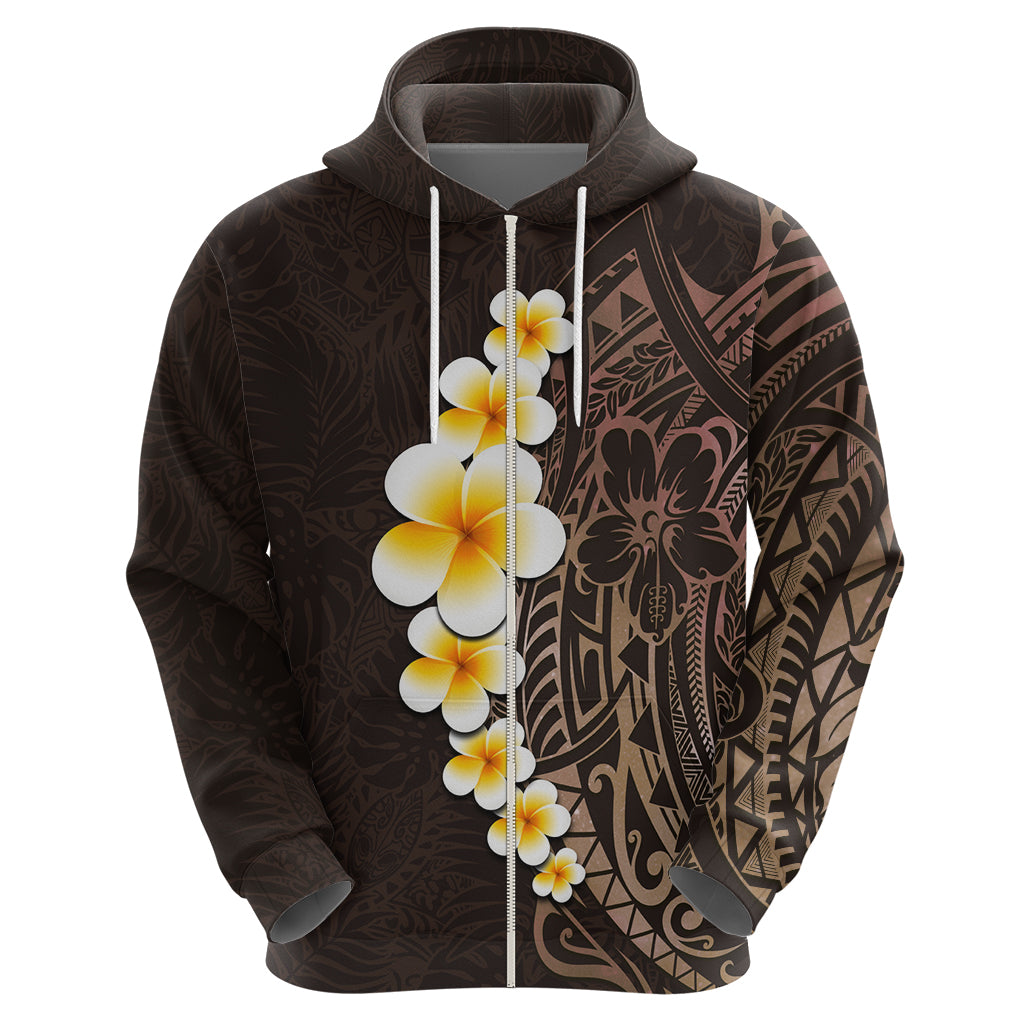 Brown Polynesia Hoodie Plumeria Tropical Leaves With Galaxy Polynesian Art LT14 - Polynesian Pride