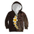 Brown Polynesia Kid Hoodie Plumeria Tropical Leaves With Galaxy Polynesian Art LT14 - Polynesian Pride