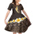 Brown Polynesia Kid Short Sleeve Dress Plumeria Tropical Leaves With Galaxy Polynesian Art LT14 KID Brown - Polynesian Pride