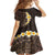 Brown Polynesia Kid Short Sleeve Dress Plumeria Tropical Leaves With Galaxy Polynesian Art LT14 - Polynesian Pride