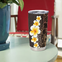 Brown Polynesia Tumbler Cup Plumeria Tropical Leaves With Galaxy Polynesian Art