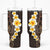 Brown Polynesia Tumbler With Handle Plumeria Tropical Leaves With Galaxy Polynesian Art