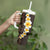 Brown Polynesia Tumbler With Handle Plumeria Tropical Leaves With Galaxy Polynesian Art