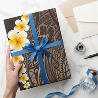 Brown Polynesia Wrapping Paper Plumeria Tropical Leaves With Galaxy Polynesian Art LT14 - Polynesian Pride