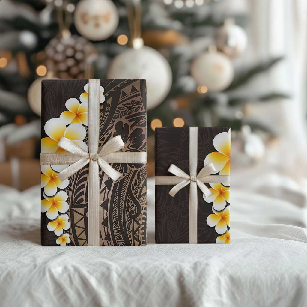 Brown Polynesia Wrapping Paper Plumeria Tropical Leaves With Galaxy Polynesian Art LT14 - Polynesian Pride
