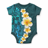 Turquoise Tropical Plumeria With Galaxy Polynesian Art Baby Onesie