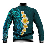 Turquosie Polynesia Baseball Jacket Plumeria Tropical Leaves With Galaxy Polynesian Art LT14 - Polynesian Pride