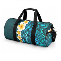 Turquoise Tropical Plumeria With Galaxy Polynesian Art Duffle Bag
