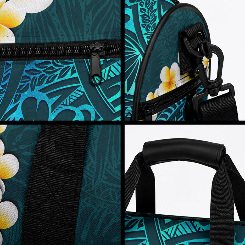 Turquoise Tropical Plumeria With Galaxy Polynesian Art Duffle Bag