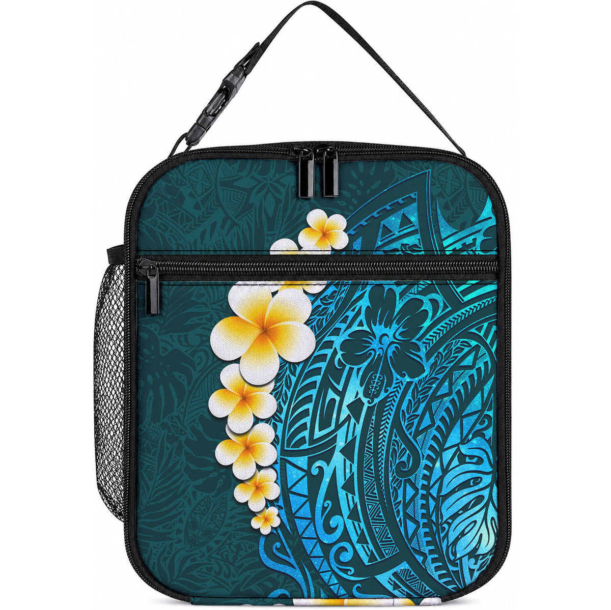 Turquoise Tropical Plumeria With Galaxy Polynesian Art Lunch Bag