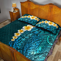 Turquosie Polynesia Quilt Bed Set Plumeria Tropical Leaves With Galaxy Polynesian Art LT14 - Polynesian Pride
