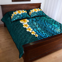 Turquosie Polynesia Quilt Bed Set Plumeria Tropical Leaves With Galaxy Polynesian Art LT14 - Polynesian Pride