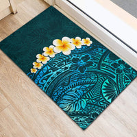 Turquosie Polynesia Rubber Doormat Plumeria Tropical Leaves With Galaxy Polynesian Art LT14 - Polynesian Pride
