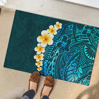 Turquosie Polynesia Rubber Doormat Plumeria Tropical Leaves With Galaxy Polynesian Art LT14 - Polynesian Pride