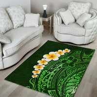 Green Polynesia Area Rug Plumeria Tropical Leaves With Galaxy Polynesian Art LT14 - Polynesian Pride