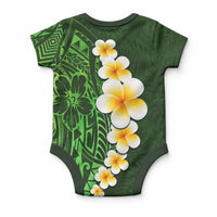 Green Tropical Plumeria With Galaxy Polynesian Art Baby Onesie