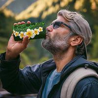 Green Polynesia 4 in 1 Can Cooler Tumbler Plumeria Tropical Leaves With Galaxy Polynesian Art