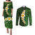 Green Polynesia Couples Matching Puletasi Dress and Long Sleeve Button Shirt Plumeria Tropical Leaves With Galaxy Polynesian Art LT14 Green - Polynesian Pride