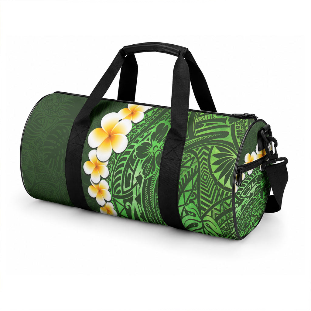 Green Tropical Plumeria With Galaxy Polynesian Art Duffle Bag