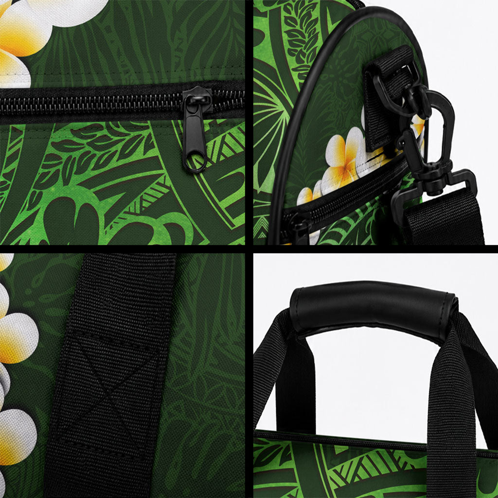Green Tropical Plumeria With Galaxy Polynesian Art Duffle Bag