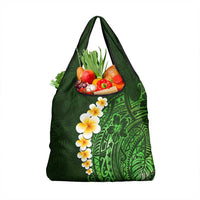 Green Polynesia Grocery Bag Plumeria Tropical Leaves With Galaxy Polynesian Art LT14 1-pack One Size Green - Polynesian Pride