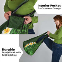 Green Polynesia Grocery Bag Plumeria Tropical Leaves With Galaxy Polynesian Art LT14 - Polynesian Pride