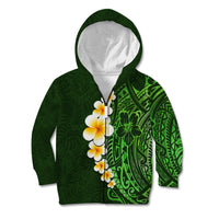 Green Polynesia Kid Hoodie Plumeria Tropical Leaves With Galaxy Polynesian Art LT14 - Polynesian Pride