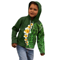 Green Polynesia Kid Hoodie Plumeria Tropical Leaves With Galaxy Polynesian Art LT14 - Polynesian Pride