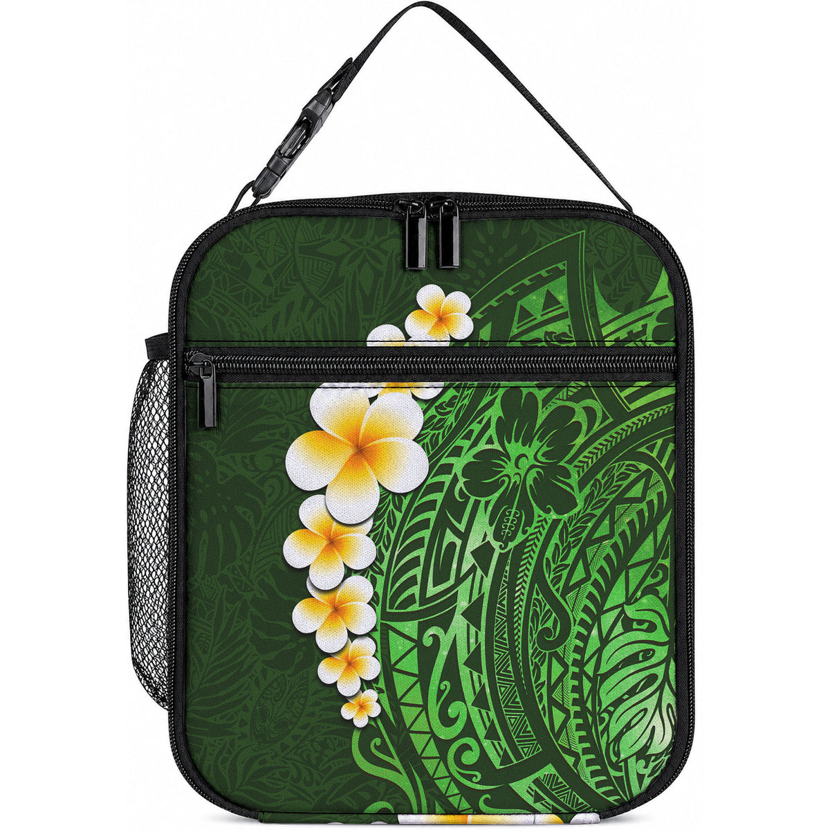 Green Tropical Plumeria With Galaxy Polynesian Art Lunch Bag