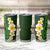 Green Polynesia Tumbler Cup Plumeria Tropical Leaves With Galaxy Polynesian Art