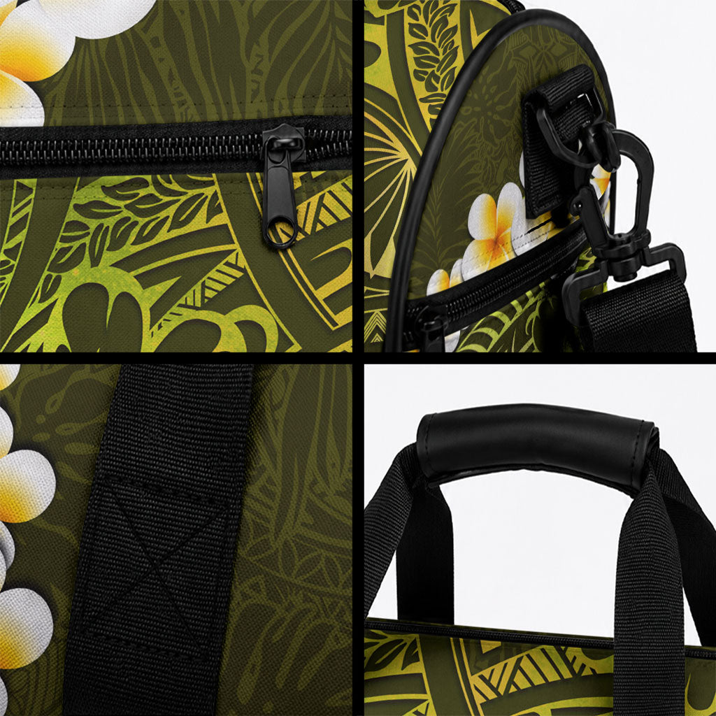Lime Green Tropical Plumeria With Galaxy Polynesian Art Duffle Bag