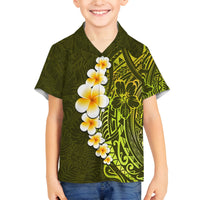 Lime Green Tropical Plumeria With Galaxy Polynesian Art Family Matching Tank Maxi Dress and Hawaiian Shirt LT14 Son's Shirt Lime Green - Polynesian Pride