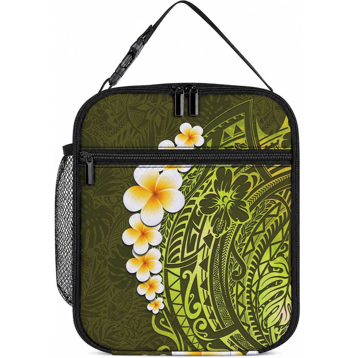 Lime Green Tropical Plumeria With Galaxy Polynesian Art Lunch Bag