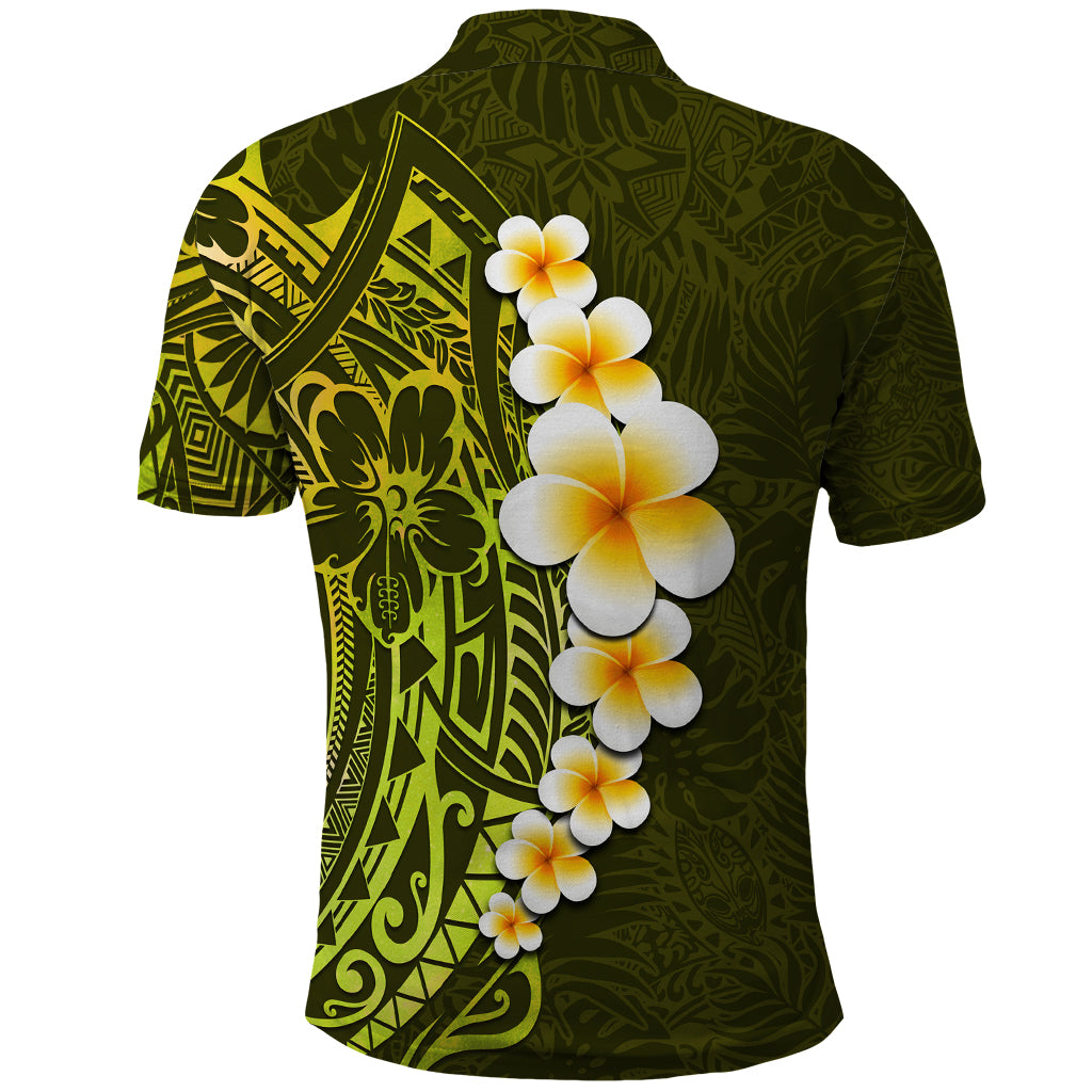 Lime Green Tropical Plumeria With Galaxy Polynesian Art Polo Shirt LT14 - Polynesian Pride