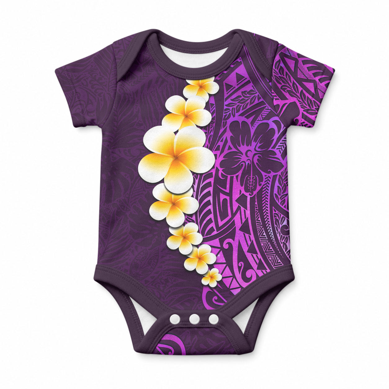 Purple Tropical Plumeria With Galaxy Polynesian Art Baby Onesie