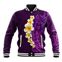 Purple Tropical Plumeria With Galaxy Polynesian Art Baseball Jacket LT14 Unisex Purple - Polynesian Pride