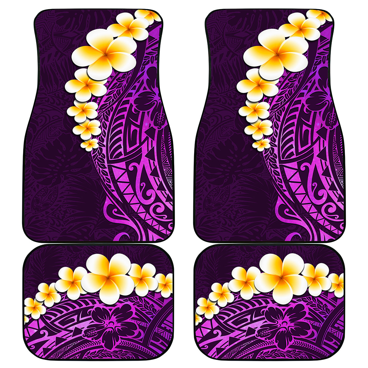 Purple Tropical Plumeria With Galaxy Polynesian Art Car Mats LT14 Purple - Polynesian Pride