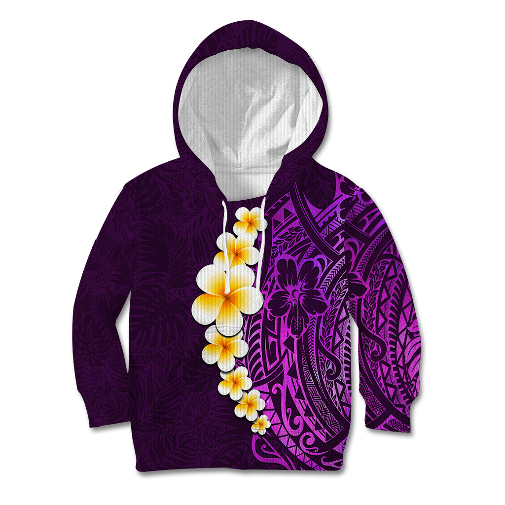 Purple Tropical Plumeria With Galaxy Polynesian Art Kid Hoodie LT14 Hoodie Purple - Polynesian Pride