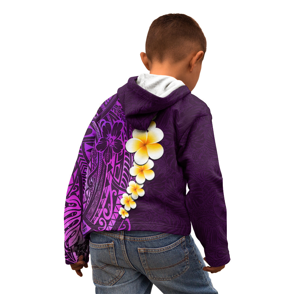 Purple Tropical Plumeria With Galaxy Polynesian Art Kid Hoodie LT14 - Polynesian Pride