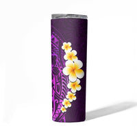 Purple Tropical Plumeria With Galaxy Polynesian Art Skinny Tumbler