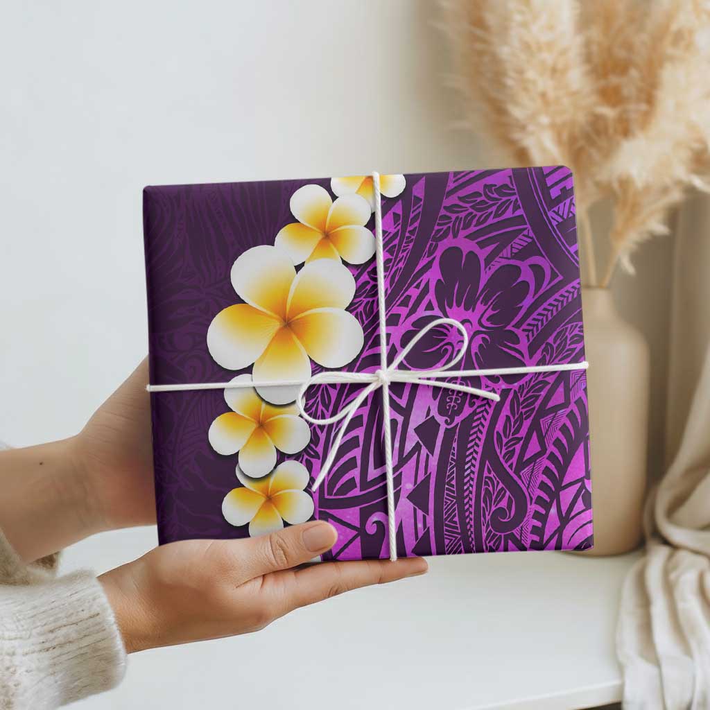 Purple Polynesia Wrapping Paper Plumeria Tropical Leaves With Galaxy Polynesian Art LT14 - Polynesian Pride