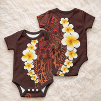 Red Tropical Plumeria With Galaxy Polynesian Art Baby Onesie